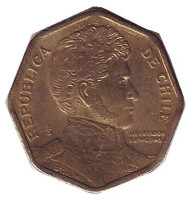 Бернардо О’Хиггинс. Монета 5 песо. 2003 год, Чили.