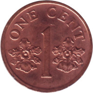 Монета 1 цент. 2001 год, Сингапур. Монета 1 цент. 2001 год, Сингапур.