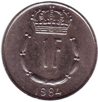Монета 1 франк. 1984 год, Люксембург. 
