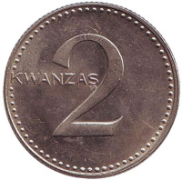 Провозглашение независимости Анголы 11 ноября 1975 года. Монета 2 кванзы. 1977 год, Ангола.