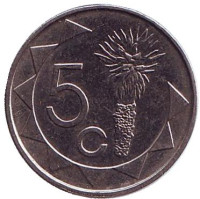 Цветок алоэ. Монета 5 центов. 2007 год, Намибия.