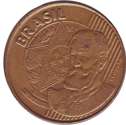 Монета 25 сентаво. 1999 год, Бразилия. Мануэл Деодору да Фонсека.