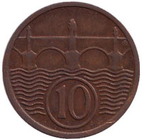 Монета 10 геллеров. 1934 год, Чехословакия.