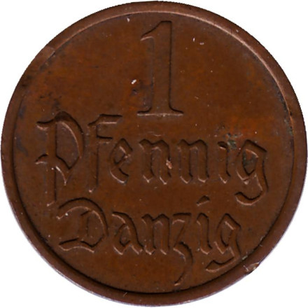 Монета 1 пфенниг. 1937 год, Данциг.