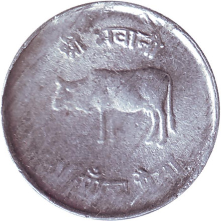 Монета 5 пайсов. 1978 год, Непал. Бык.