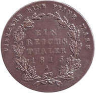 Монета 1 талер. 1815 год (A), Германия. Пруссия. Монета 1 талер. 1815 год (A), Германия. Пруссия.