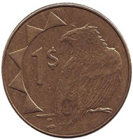 Монета 1 доллар. 2010 год, Намибия. Орёл-скоморох. Монета 1 доллар. 2010 год, Намибия. Орёл-скоморох.