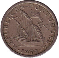 Монета 2,5 эскудо. 1974 год, Португалия. Монета 2,5 эскудо. 1974 год, Португалия.