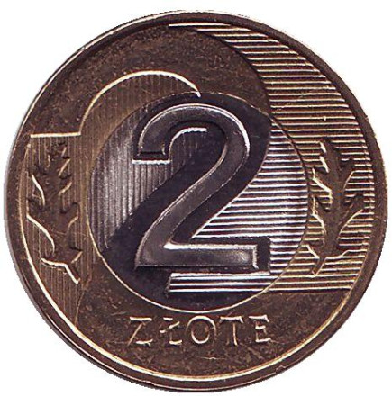 Монета 2 злотых. 2017 год, Польша.