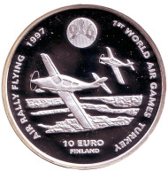 Монета 10 евро. 1996 год, Финляндия. Всемирные воздушные игры в Турции. Малая авиация. Монета 10 евро. 1996 год, Финляндия. Всемирные воздушные игры в Турции. Малая авиация.