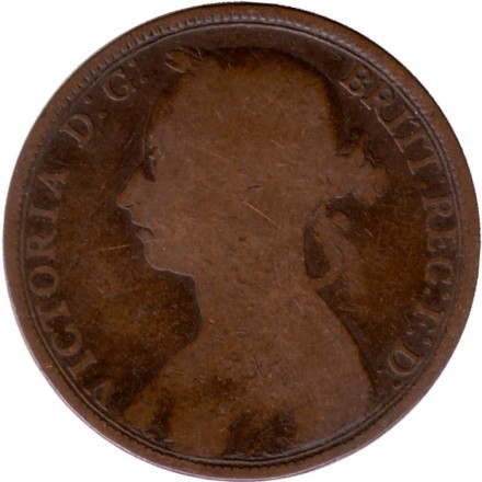 Монета 1 пенни. 1890 год, Великобритания. Монета 1 пенни. 1890 год, Великобритания.