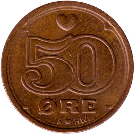 Монета 50 эре. 2015 год, Дания.