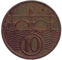 Монета 10 геллеров. 1936 год, Чехословакия.