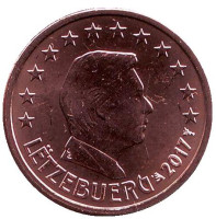 Монета 1 цент. 2017 год, Люксембург.