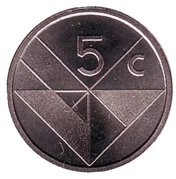 Монета 5 центов. 1987 год, Аруба. UNC.