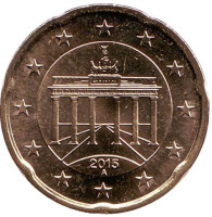 Монета 20 центов. 2015 год (А), Германия.
