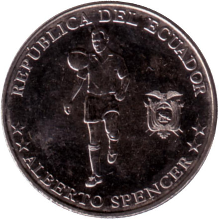 Монета 25 сентаво. 2023 год, Эквадор. Альберто Спенсер.