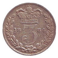 Монета 3 пенса. 1884 год, Великобритания. Монета 3 пенса. 1884 год, Великобритания.