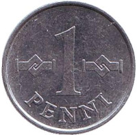Монета 1 пенни. 1978 год, Финляндия.