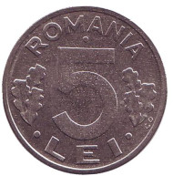Монета 5 лей. 1992 год, Румыния. (CD VG) Монета 5 лей. 1992 год, Румыния. (CD VG)
