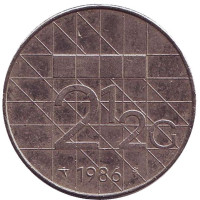 Монета 2,5 гульдена, 1986 год, Нидерланды.