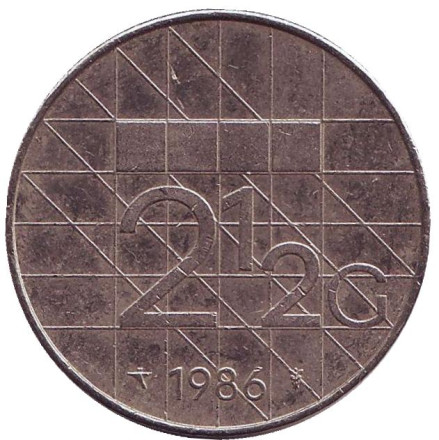 Монета 2,5 гульдена, 1986 год, Нидерланды.