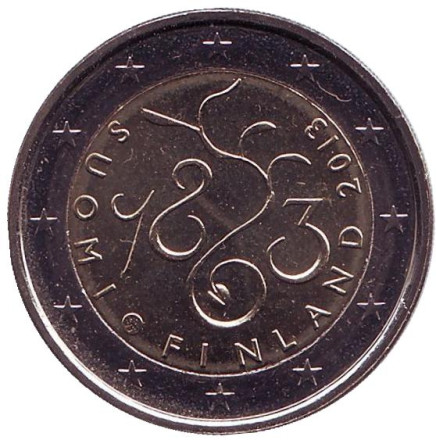 Монета 2 евро, 2013 год, Финляндия. 150 лет Парламенту Финляндии.