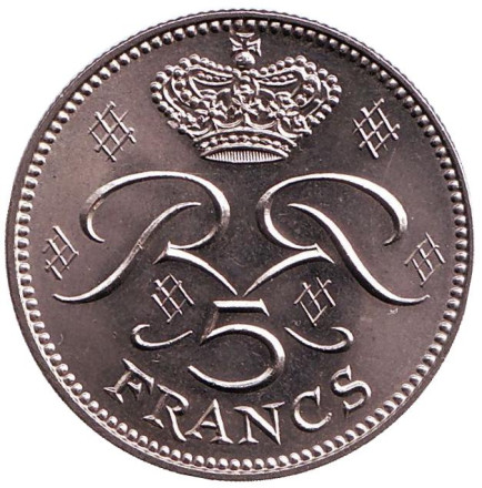Монета 5 франков. 1982 год, Монако. UNC.