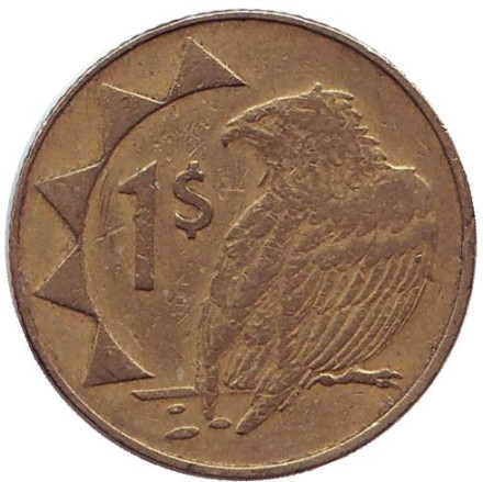 Монета 1 доллар. 2006 год, Намибия. Орёл-скоморох.