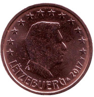 Монета 2 цента. 2017 год, Люксембург. 