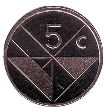 Монета 5 центов. 1989 год, Аруба. UNC.