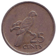 Монета 25 центов. 1977 год, Сейшельские острова. Монета 25 центов. 1977 год, Сейшельские острова.