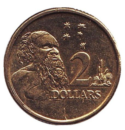 Монета 2 доллара. 2017 год, Австралия. Старейшина аборигенов.