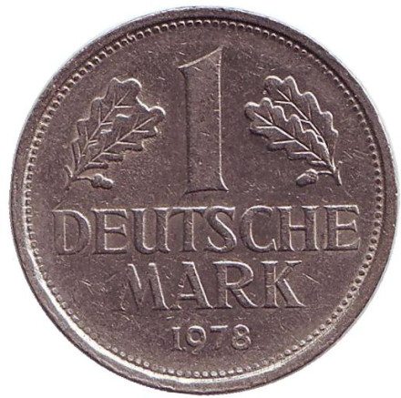 Монета 1 марка. 1978 год (F), ФРГ. Из обращения.