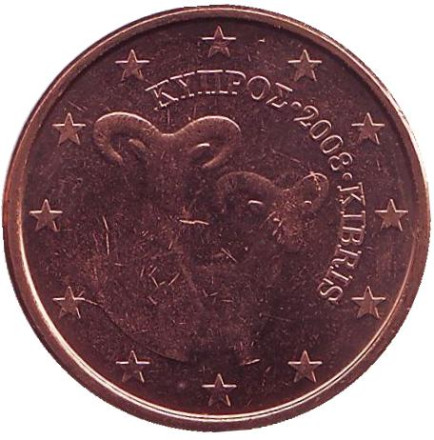 Монета 5 центов. 2008 год, Кипр.