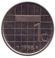 Монета 1 гульден. 1988 год, Нидерланды.