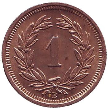 Монета 1 раппен. 1937 год, Швейцария. aUNC.
