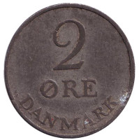 Монета 2 эре. 1952 год, Дания.