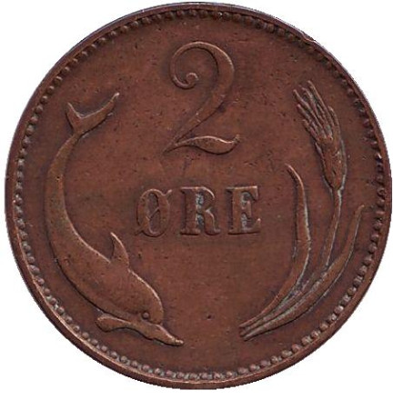 Монета 2 эре. 1899 год, Дания.