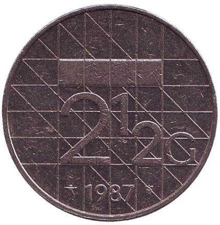 Монета 2,5 гульдена, 1987 год, Нидерланды.
