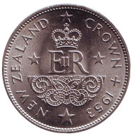 Монета 1 крона. 1953 год, Новая Зеландия. UNC. Монета 1 крона. 1953 год, Новая Зеландия. UNC.