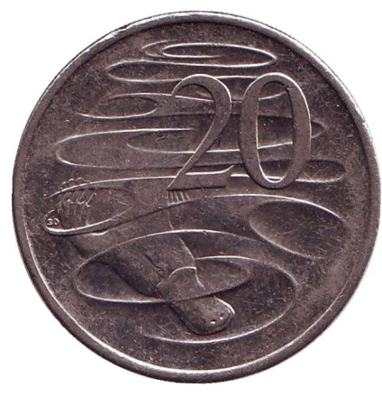 Монета 20 центов. 2014 год, Австралия. Утконос.