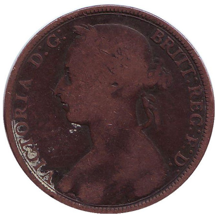 Монета 1 пенни. 1892 год, Великобритания. Монета 1 пенни. 1892 год, Великобритания.