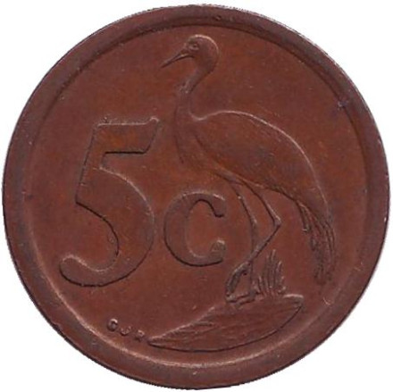Монета 5 центов. 1993 год, Южная Африка. Африканская красавка.