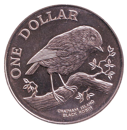 Монета 1 доллар. 1984 год, Новая Зеландия. Чёрный Робин.