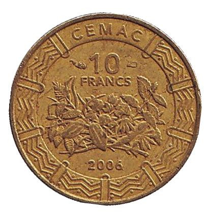 Монета 10 франков. 2006 год, Центральные Африканские Штаты. Из обращения.