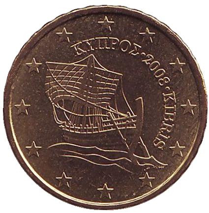 Монета 10 центов. 2008 год, Кипр.
