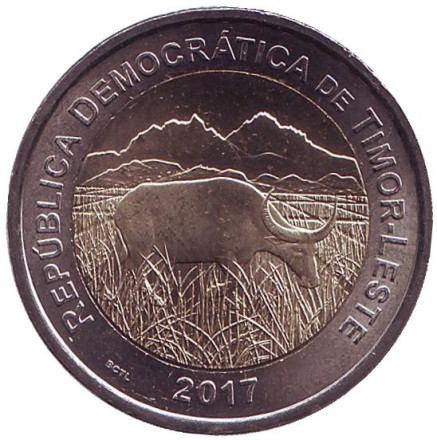 Монета 200 сентаво. 2017 год, Восточный Тимор. Буйвол.