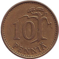Монета 10 пенни. 1964 год, Финляндия.