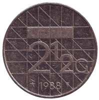 Монета 2,5 гульдена, 1988 год, Нидерланды.